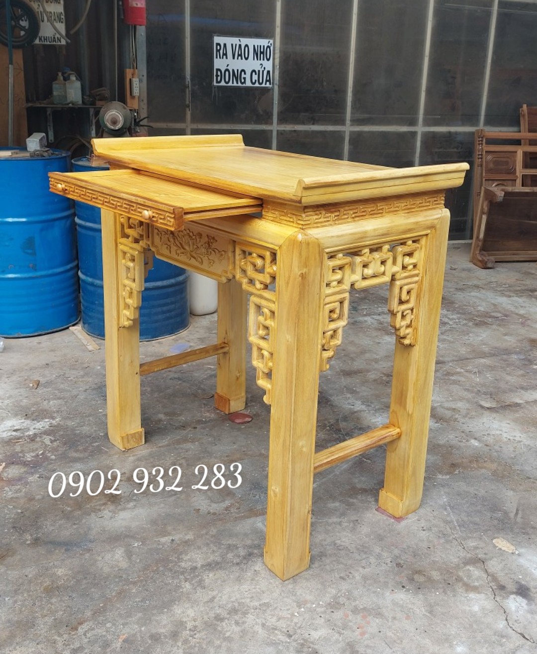 Bàn thờ gia tiên, tủ thờ ,bàn thờ tổ tiên, bàn thờ 1 tầng, bàn thờ 2 tầng - bàn thờ phật mẫu triện sen BT02