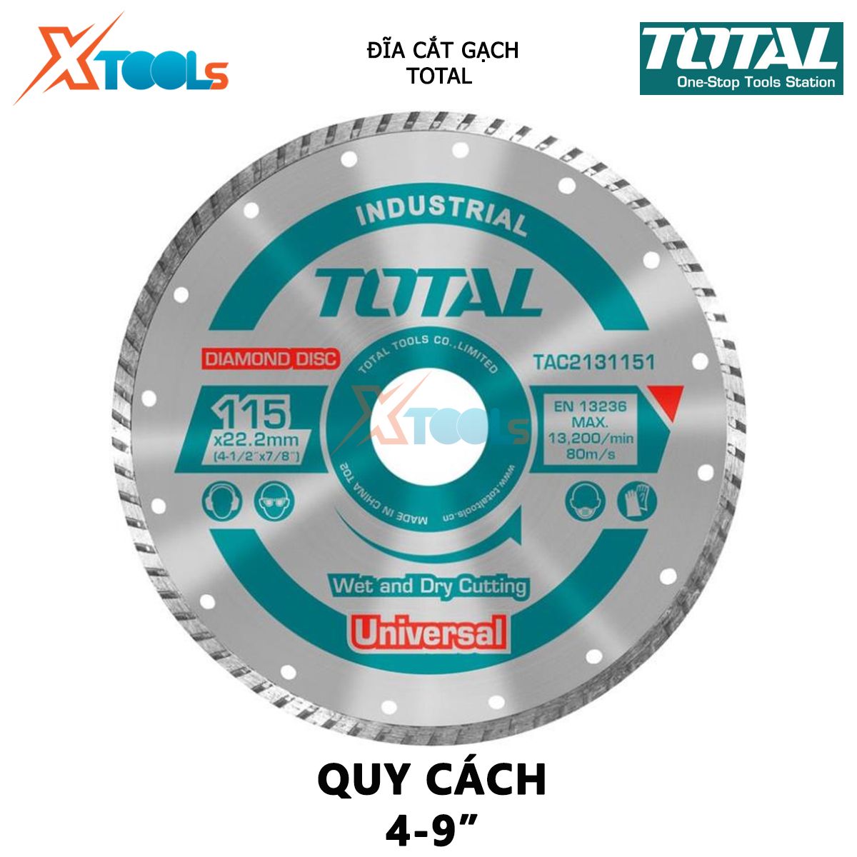 Total mini cutting disc tile width 7.5mm, full size 5-7-9inch, for industrial tile cutting xtools