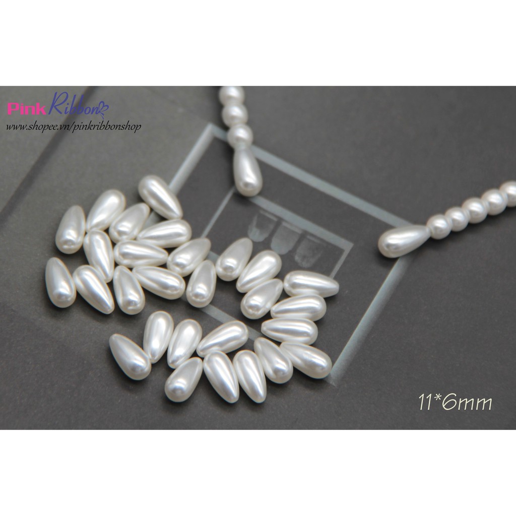 Hạt trai nhựa nút chân bờm tăm - set 20 cái
