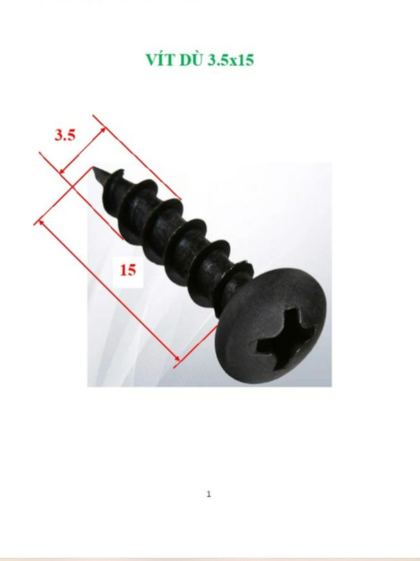VÍT BẮT LOA _ VÍT ĐẦU DÙ ĐUÔI NHỌN 3,5 x 15