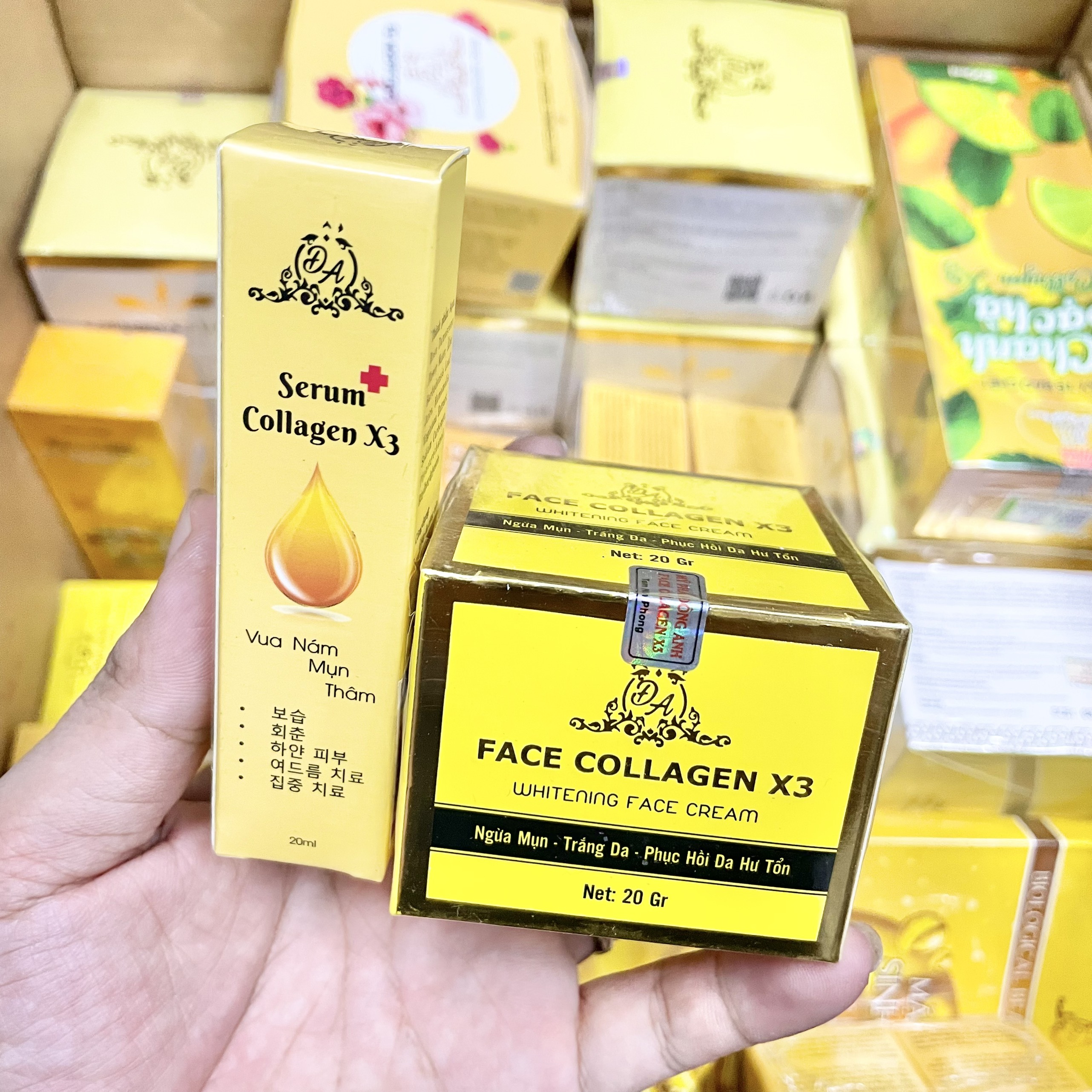 Combo Kem face X3 - Serum nám X3 collagen Đông anh