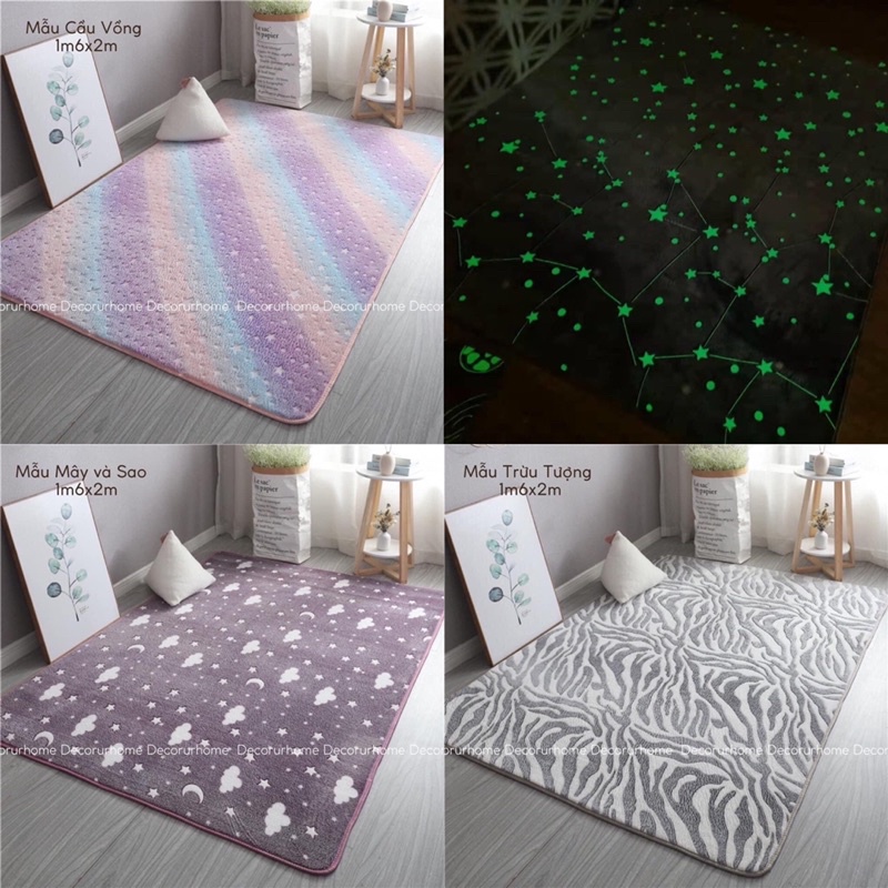 Thảm lông thỏ phát sáng 1m6x2m thảm lông trang trí decor thảm trải sàn phòng ngủ phòng khách mềm mịn êm