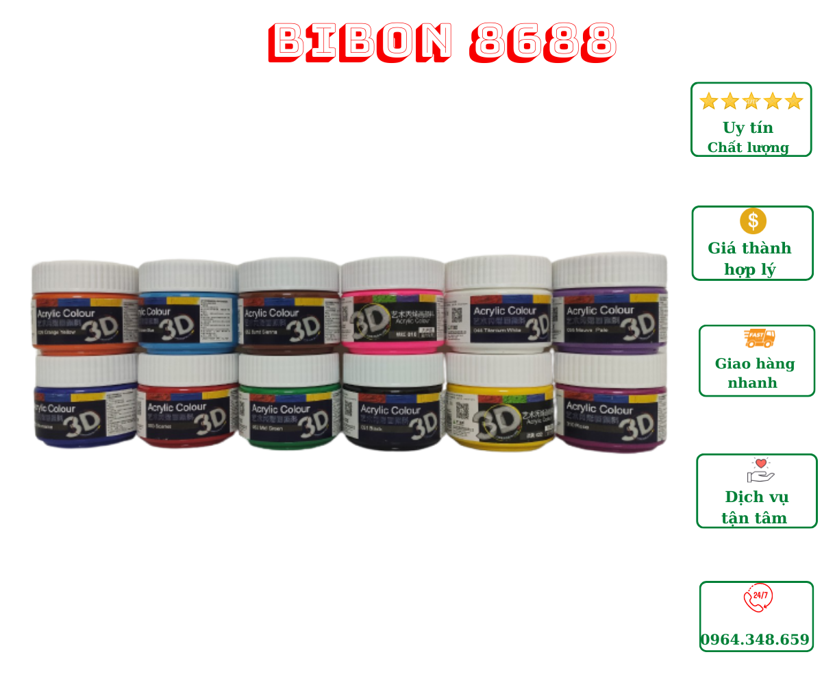 Combo 23 màu vẽ Acrylic 3D 100ml (Khách chọn màu)