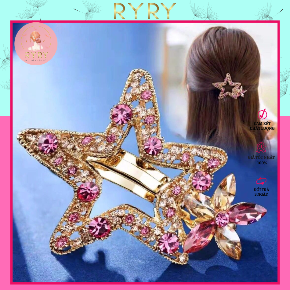 Kẹp Tóc Đính Đá Xinh Xắn Phong Cách Hàn Quốc Cho Nữ