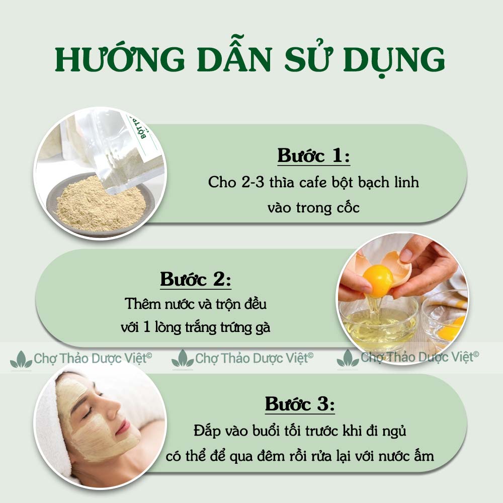Bột bạch linh 100g, bạch phục linh nguyên chất, thơm, mịn, bột đắp mặt, dưỡng da, mờ thâm nám