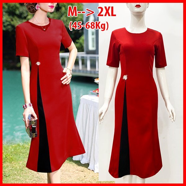 Shoppro - đầm dáng ôm dự tiệc kiểu đầm ôm đuôi cá phối màu kèm phụ kiện ngẫu nhiên – thời trang đầm dự tiệc 3305
