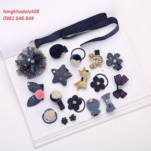 Hộp phụ kiện tóc 18 món cho bé