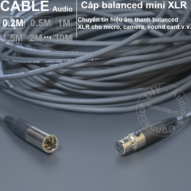 DIY 3pin XLR male to female micro mini cable 0.2 to 40 meters