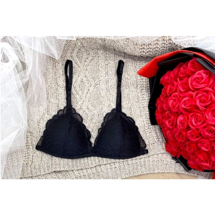 Bộ đồ lót ren Sexy FREESHIP Bộ đồ lót ren bralette đen dây không gọng có mút mỏng hàng thiết kế cao cấp