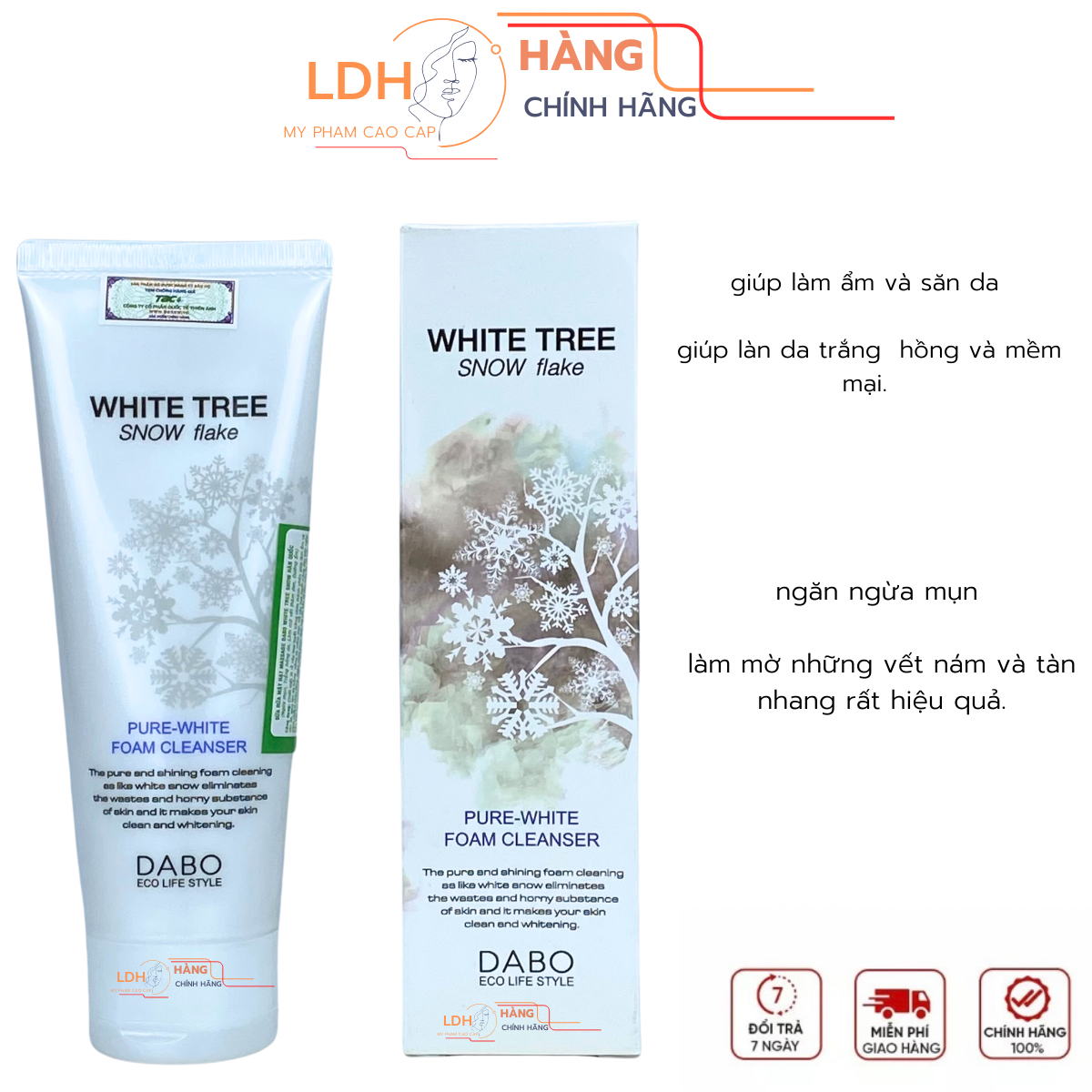 Sữa rửa mặt cây tuyết trắng có hạt massage Dabo White Tree Snow Flake 150ml
