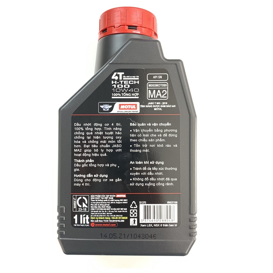 Nhớt MOTUL H-Tech 100 4T 10W40 ( Tổng Hợp - Mô Tô PKL)