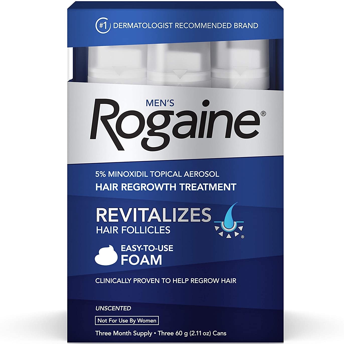 Kem mọc tóc Rogaine Minoxidil 5% cho Nam (Bộ 3 chai 60ml x3)