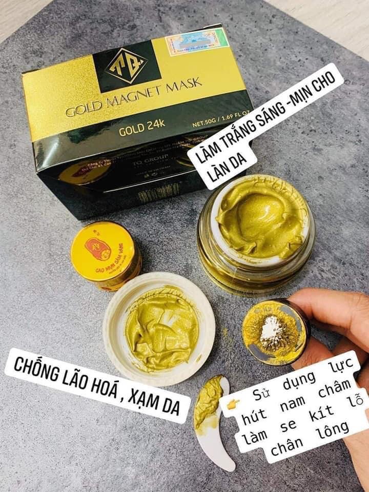 MẶT NẠ NAM CHÂM VÀNG 24K- QLADY(Tặng kèm 1 hủ cao mụn sâm vàng và 1 cục hút) CHÍNH HÃNG
