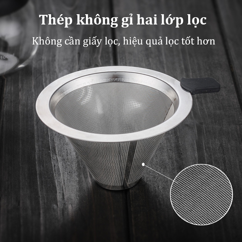 Bình Pha Cà Phê chứa phễu pha cà phê Bình cà phê thủy tinh Bình Pha Kèm Phễu 400ml ấm pha cà phê có dấu tích Máy pha cà phê coffee maker DODO