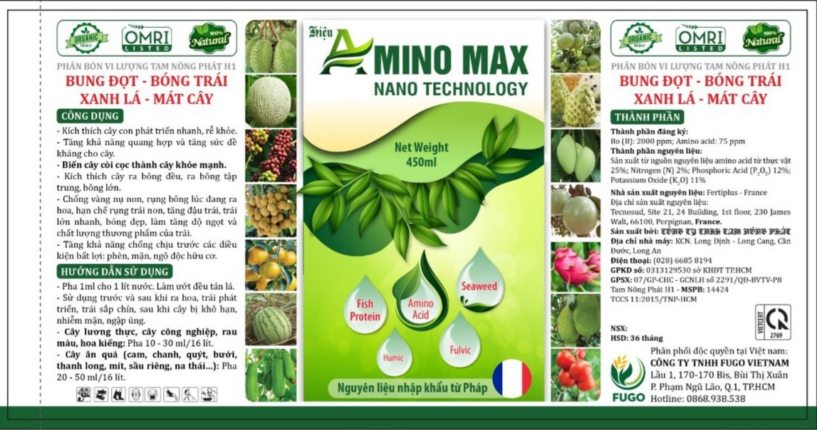 Phân bón 𝐀𝐌𝐈𝐍𝐎 𝐌𝐀𝐗 BUNG CHỒI - KÉO ĐỌT - XANH LÁ - MÁT CÂY( nguyên liệu nhập từ Pháp)