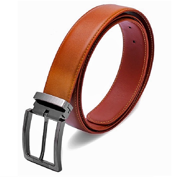 Thắt lưng nam da bò  viền chỉ màu da HK4128
