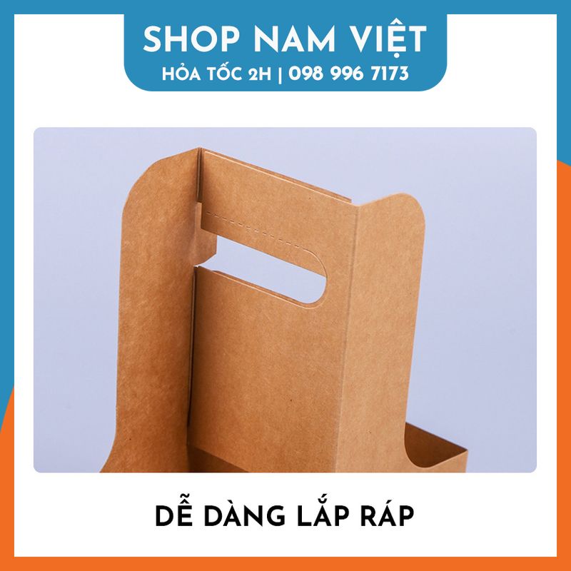 Túi Giấy Kraft 2 Ngăn Đựng Ly Nước và Hoa