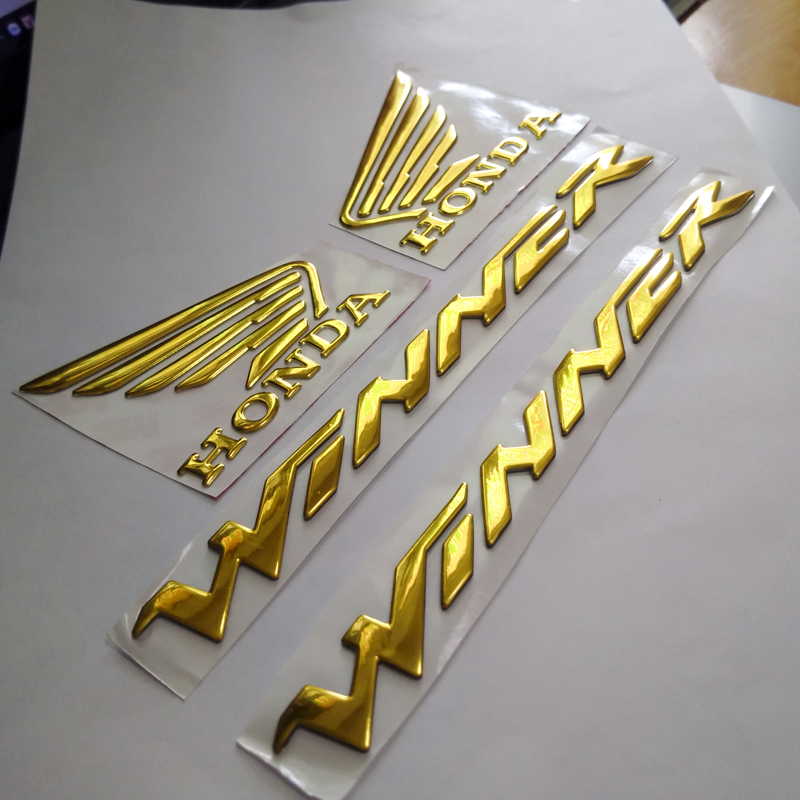 Bộ Tem dán xe Winner và Tem cánh chim Honda 3D nổi màu Vàng