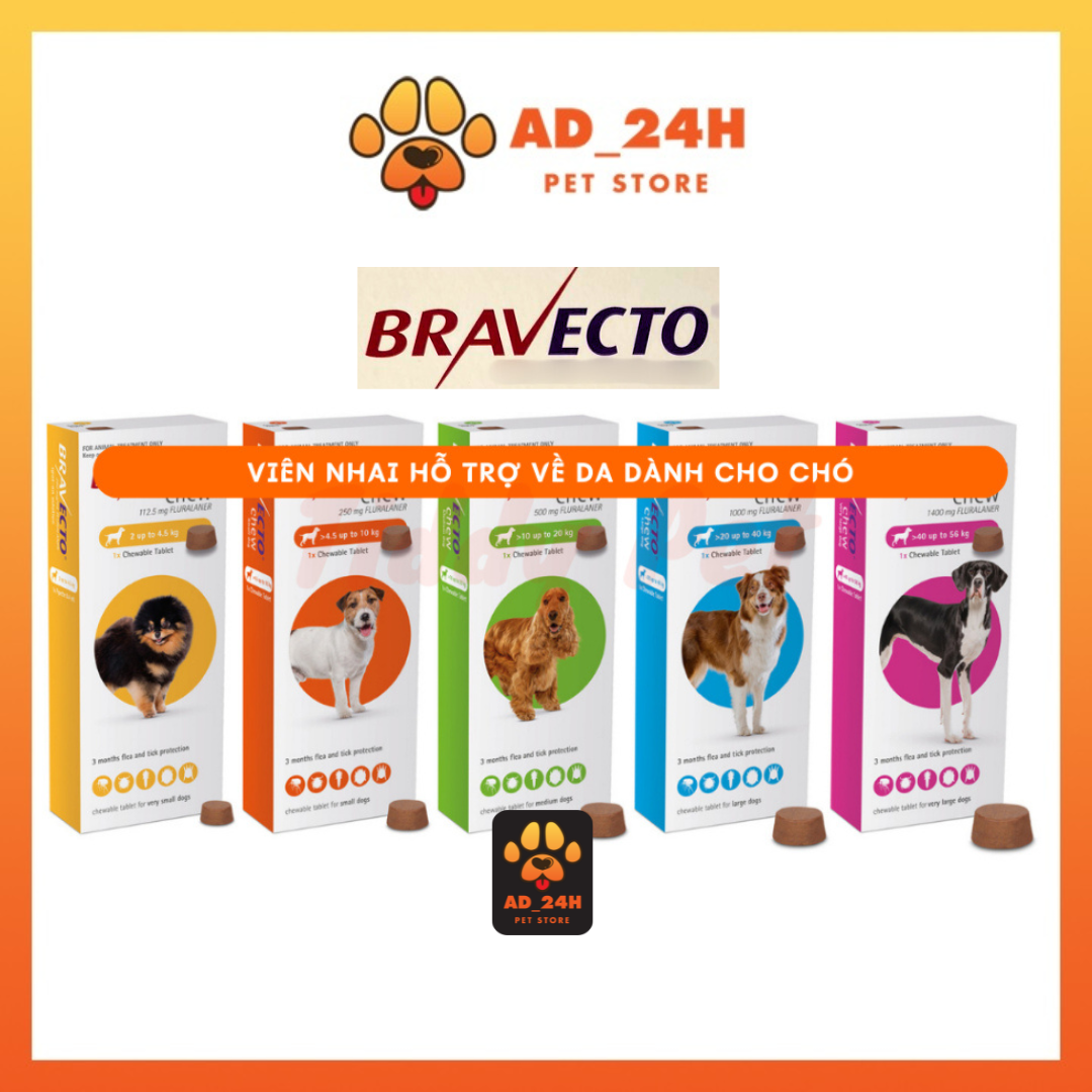 BRAVECTO hết Viêm Da Ghẻ Demodex Ve Rận Chó ( Mẫu Mới )