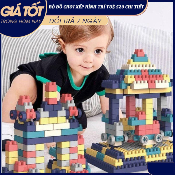 Bộ xếp hình 520 chi tiết cho bé - Bộ đồ chơi xếp hình - Xếp hình trí tuệ - Bộ lắp ráp lego - Xếp hình Lego 520 chi tiết cho bé - Đồ chơi phát triển trí tuệ trẻ.