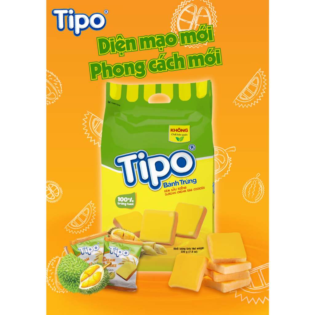 Bánh Tipo Trứng Nướng Sầu Riêng 220g Hữu Nghị