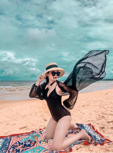 Kimono chiffon tay bồng hottrend (vải dày mịn hơn)