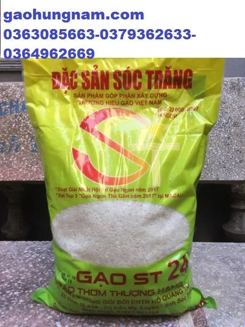 Gạo ST24-10kg -sóc trăng-top 3 gạo ngon nhất thế giới - gaohungnam.com-gạo Hưng Nam- chỉ bán tại Hà Nội - freeship-miễn phí vận chuyển Hà Nội