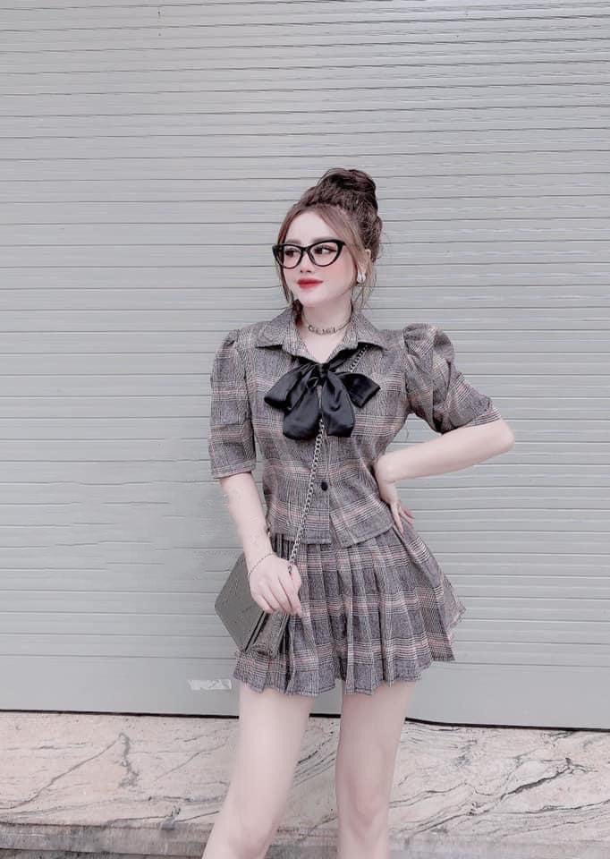 [HCM]Đầm xòe kate đính nơ cá tính