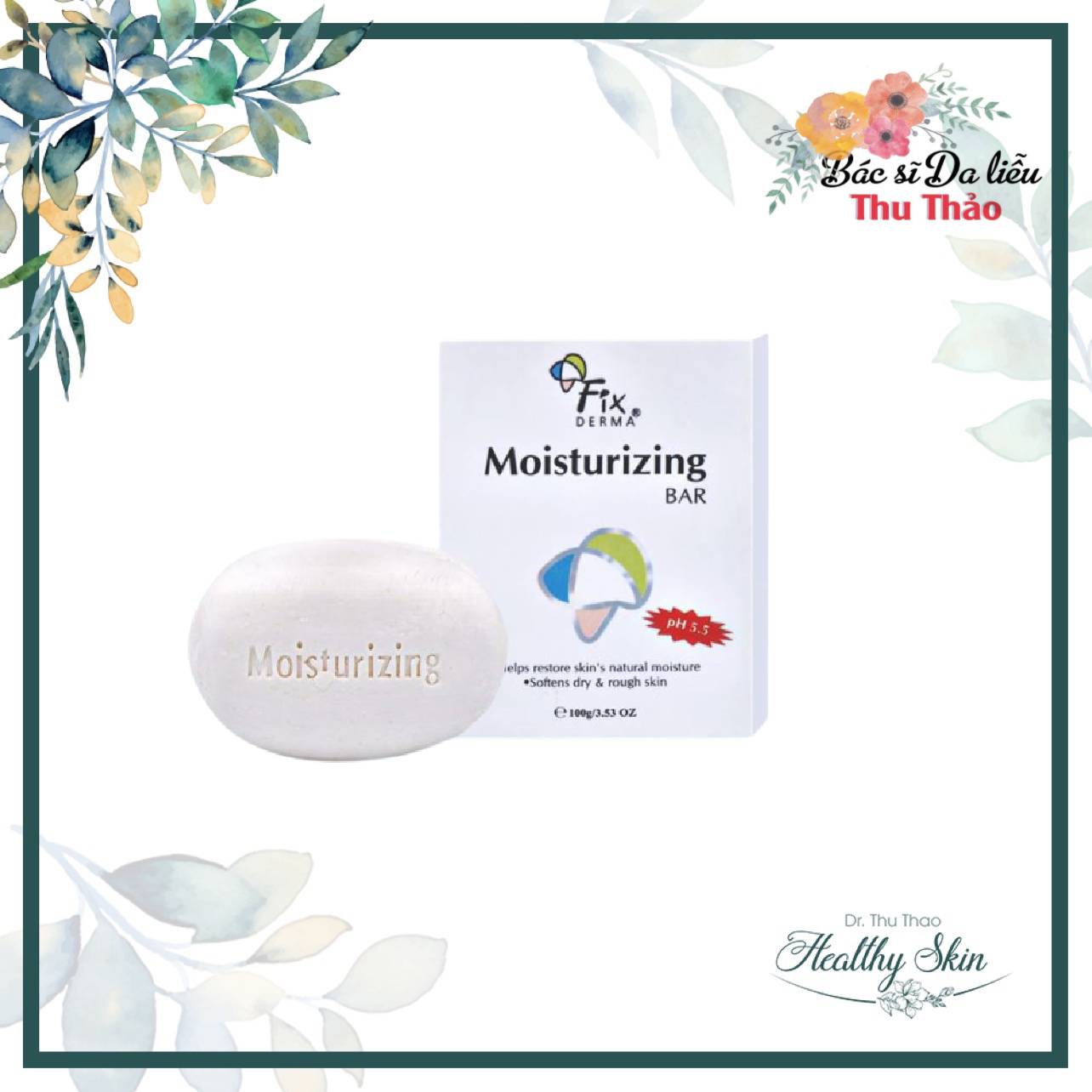 [100G] XÀ PHÒNG LÀM SẠCH, DƯỠNG DA FIXDERMA MOISTURIZING BAR