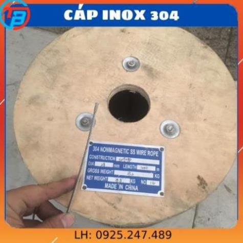 10 mét Cáp inox 304 (1,5 ly, 2 ly, 3 ly, 4 ly) CÁP THÉP Thái Bình Vina