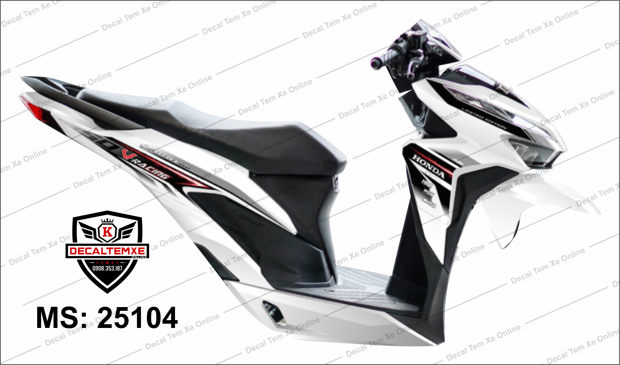Tem Vario Racing dành cho xe màu trắng [Tem rời]