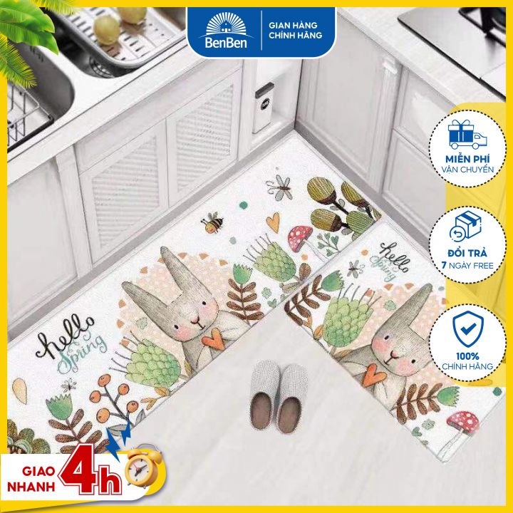 Bộ 2 tấm thảm chống trơn trượt 40x60cm và 40x120cm Ben Ben - thảm nhà bếp - thảm phòng tắm