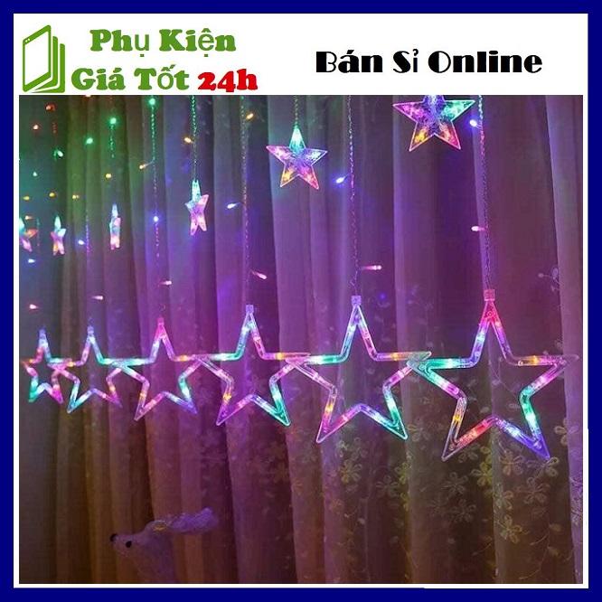 ⚡ siêu xinh ⚡ đèn rèm ngôi sao nhấp nháy - đèn 6 ngôi sao lớn - 6 ngôi sao nhỏ - dây đèn led lấp lánh đêm noel