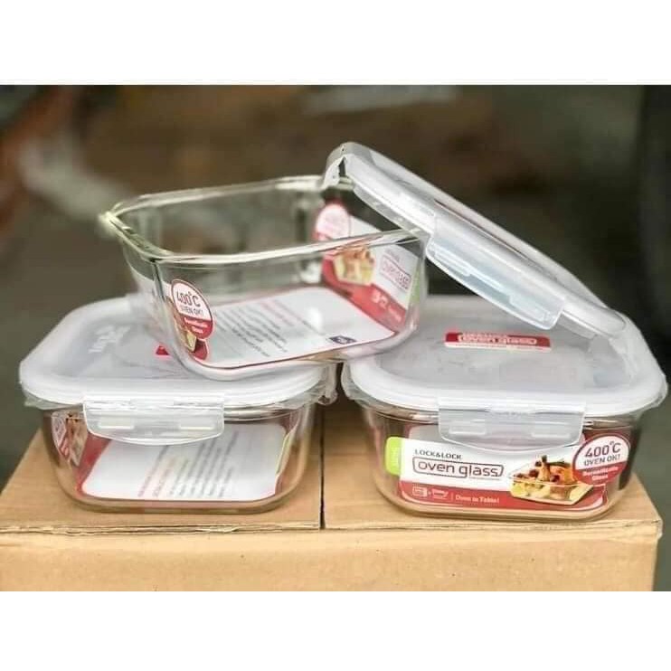 Hộp thuỷ tinh vuông lock&lock 840ml