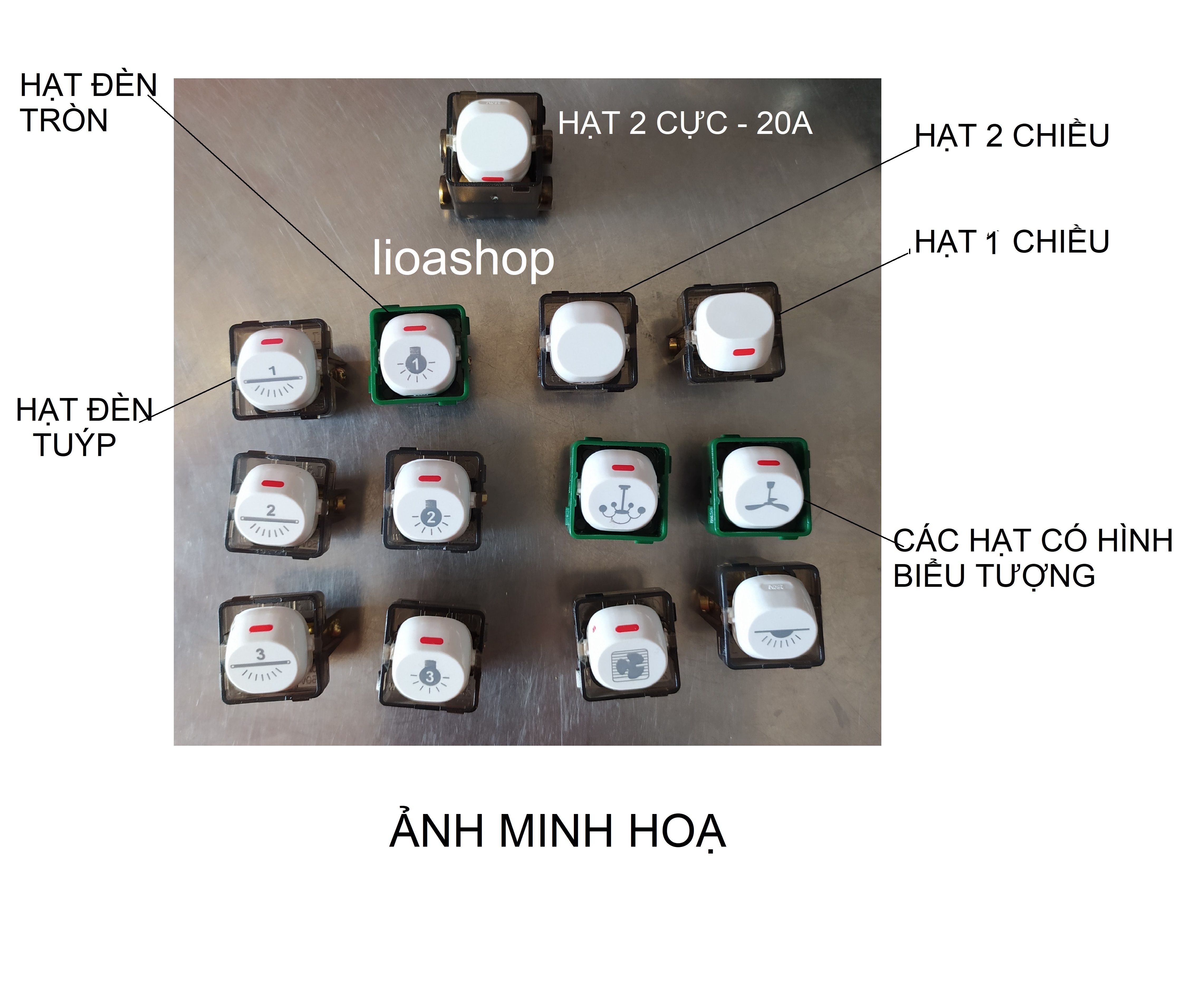 BỘ 2 CÔNG TẮC 1 CHIỀU LiOA HÌNH ĐÈN TUÝP TỪ SỐ 1-3.