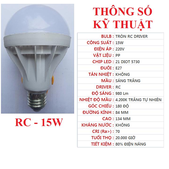 [HCM]Bóng LED tròn 15w hoặc 18w