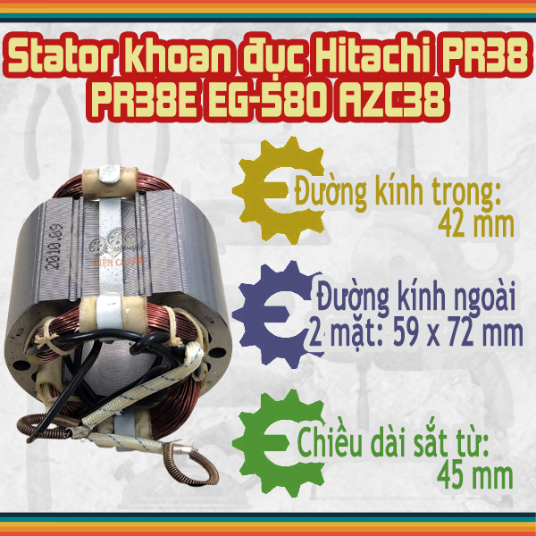 Stator khoan đục hitachi pr-38e, feg eg-580, dca azc38 220v