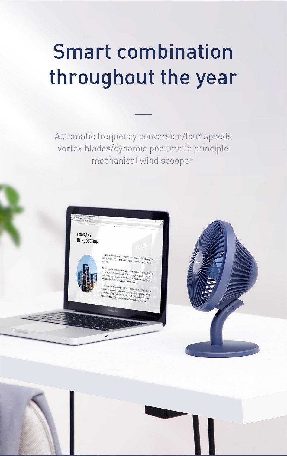 Quạt mini để bàn Baseus Ocean Fan, Pin sạc 2000mAh, 3 mức tốc độ