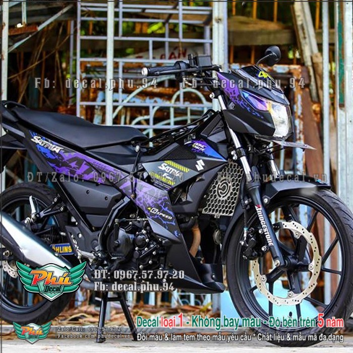 Tem rời Satria FI Ston đen tím xanh Hàng loại 1