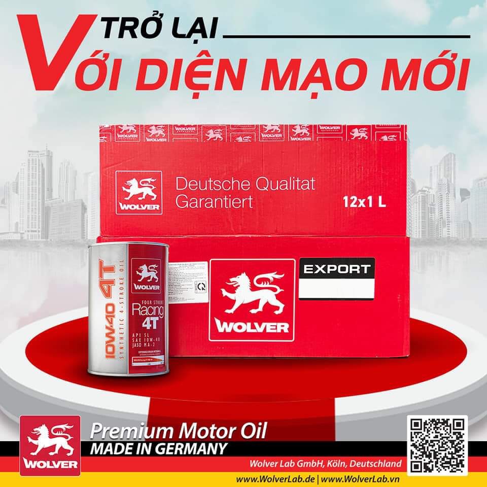 Thùng nhớt Wolver Racing 10w40 800ml
