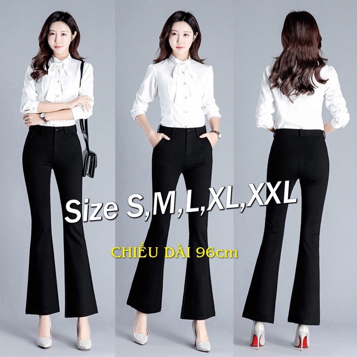 Quần dài thun lưng cao 2 túi ống loe