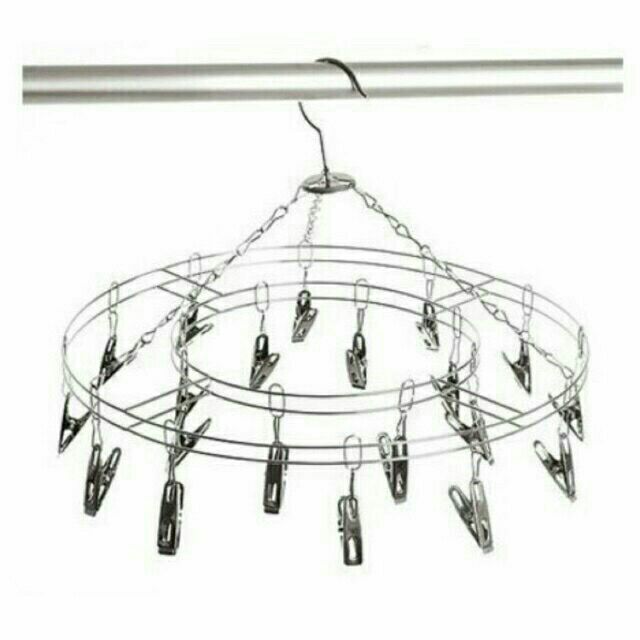 Móc tròn, móc chùm 20 kẹp treo quần áo, móc chùm inox