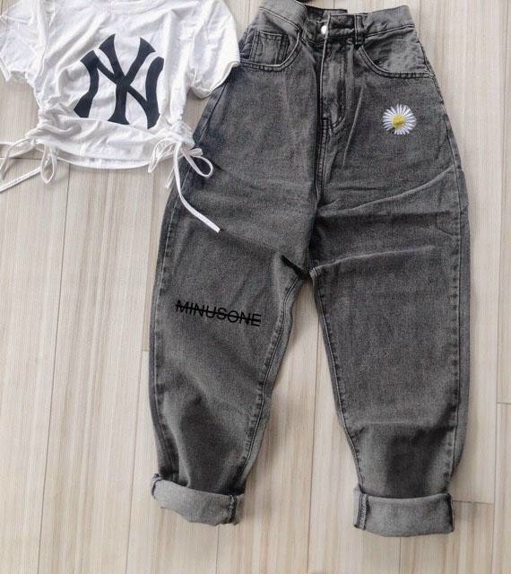 [HCM]Quần Baggy Jean Nữ Màu Đen Xám Rách Gối Chất Bò Thơi Trang Cao Cấp Mẫu Mới Thỏ Tây Shop94 MS160