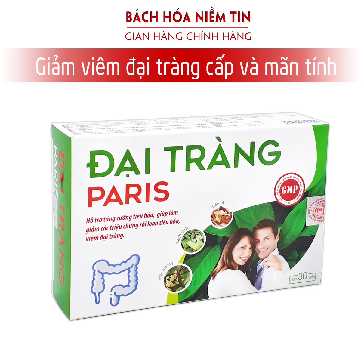 Viên uống Đại Tràng -Paris - Hỗ trợ tăng cường tiêu hóa, Giảm viêm đại tràng hiệu quả - Hộp 30 viên - Chuẩn GMP Bộ Y tế