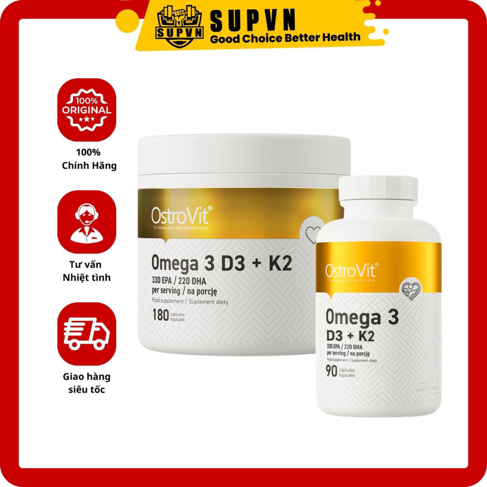Omega 3 D3 K2 Ostrovit - Hỗ trợ sức khỏe toàn diện xương khớp và hệ miễn dịch