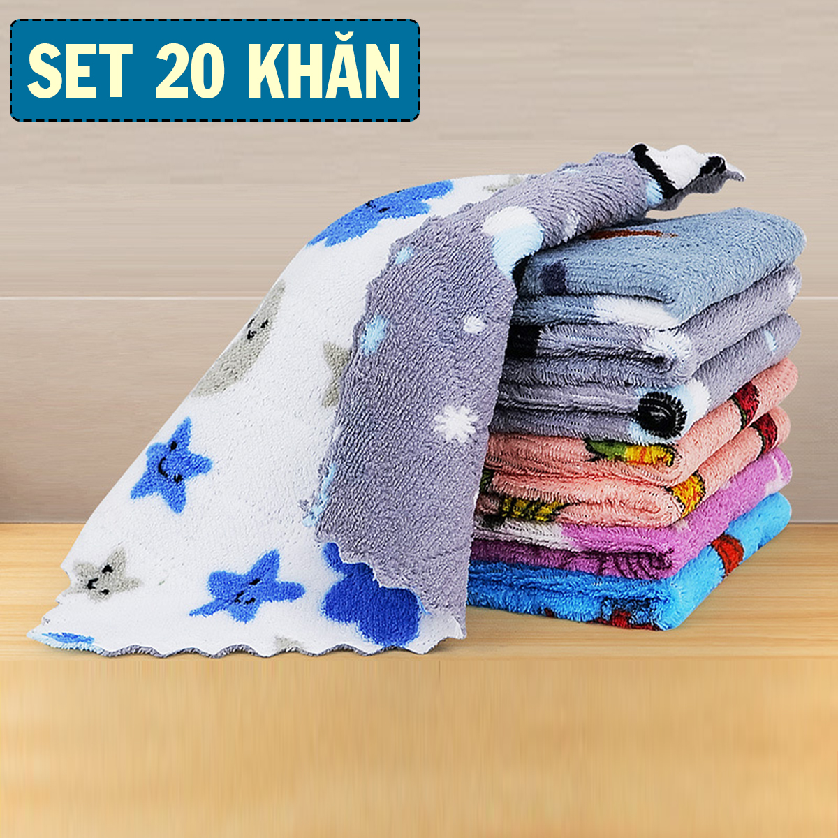 Combo 20 Khăn Lau Đa Năng Mẫu Mới Size Lớn Hình Vuông - Khăn lau bếp - khăn lau chén đĩa Dumi Shop