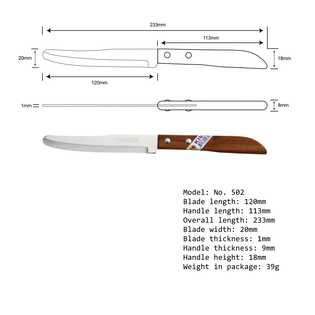 Dao Kiwi Thái Lan 501 502-cán gỗ