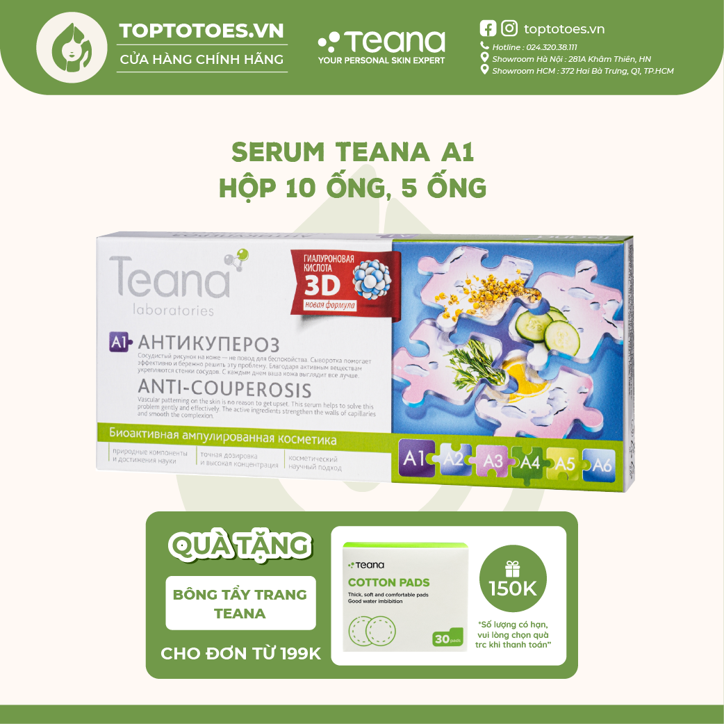 Serum Teana A1 giúp giảm giãn mạch máu giảm mẩn đỏ dị ứng phục hồi da mỏng tổn thương