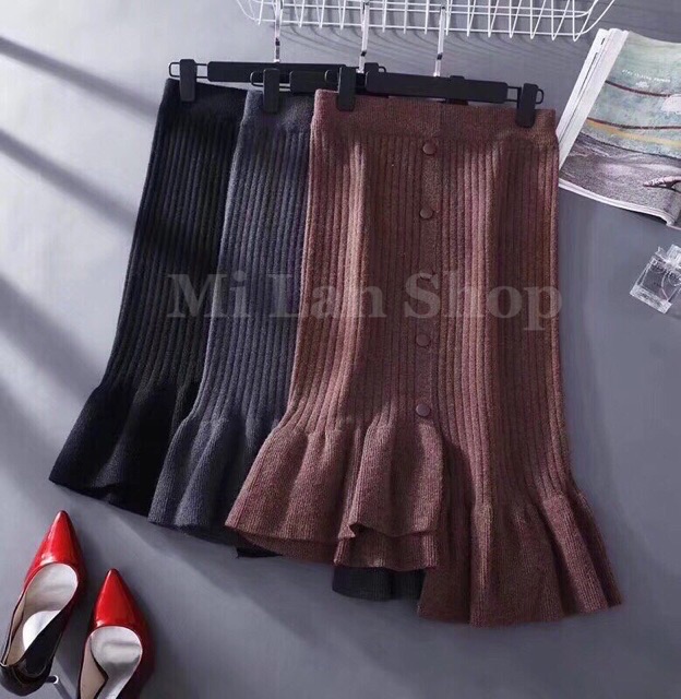 Chân váy len cúc đuôi cá sang chảnh