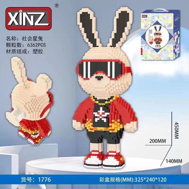 Xếp hình bearbrick dj cỡ lớn 45cm tặng búa, lego bearbrick dj - gấu dj, thỏ dj ngầu đẹp giá rẻ - xinz.